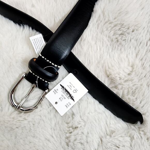 NEW J. Crew Men's Black Leather Round Buckle Dress Belt - Picture 5 of 14